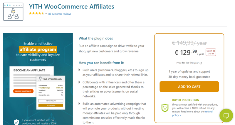اضافة التسويق بالعمولة YITH WooCommerce Affiliates